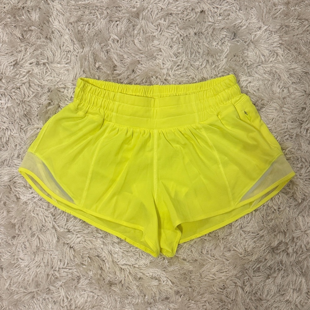 Lululemon Athletica Neon Yellow Hotty Hot Shorts 2.5 inch